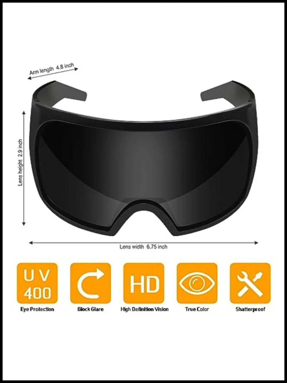Oversized Wrap Around Shield Sunglasses Futuristic Rave Curved Lens